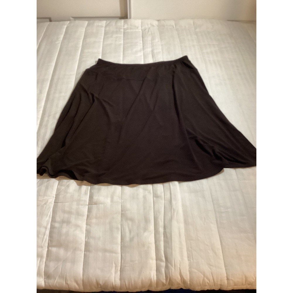 JM Collection Brown Midi Skirt Women's Size L A-Line Flared Knit‎ Stretch(849)